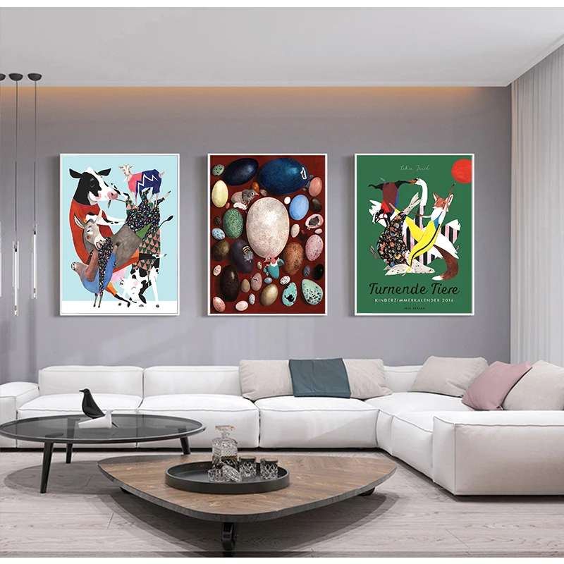 Корова Орел попугай птицы животные турнир стены искусство на холсте живопись