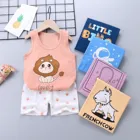 Летний спортивный костюм для маленьких мальчиков, жилет и шорты, хлопковая домашняя одежда для маленьких девочек, 2 предмета