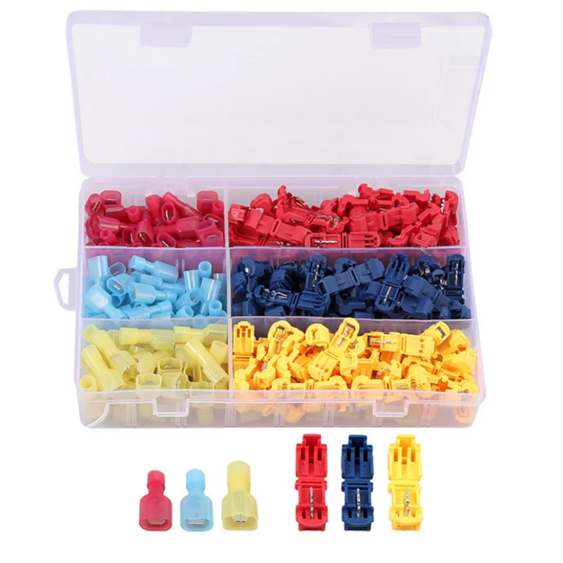

120/240/360PCS/Box T-type Wire Connector Self-stripping Quick Connector Wire Terminal Box with Insulated Terminal Tool Set Box