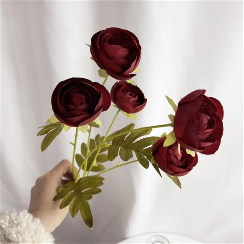 Искусственные стебли чайной розы 10 шт. искусственные 5 головок Ranunculus лютикус