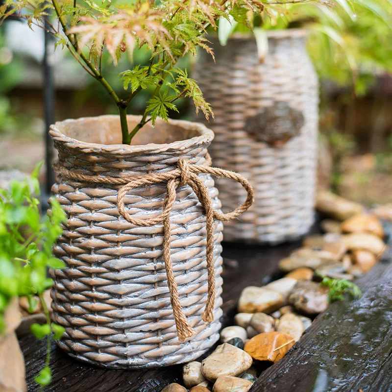 

Large Cement Flower Pot Basket Stand Outdoor Green Plant Flowerpot Balcony American Semillas Plantas Garden Pots Planters EF50FP
