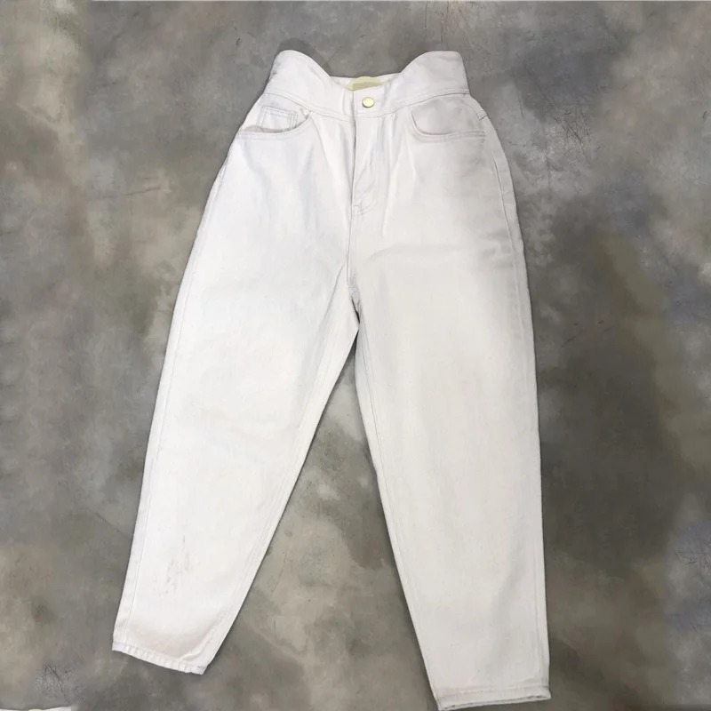 

Straight-Leg High Waist Pure Color Modern Women Jeans Casual Loose Daily Girls Wear Woman Pants Boyfriend Vintage Denim Jeans