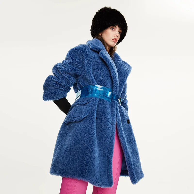 Женское пальто из искусственного меха длинное с мишкой Тедди женская одежда
