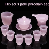 hibiscus jade porcelain teaware sets pink coloured glaze tureen tea cup chinese kung fu tea set tea maker tea leak gift box