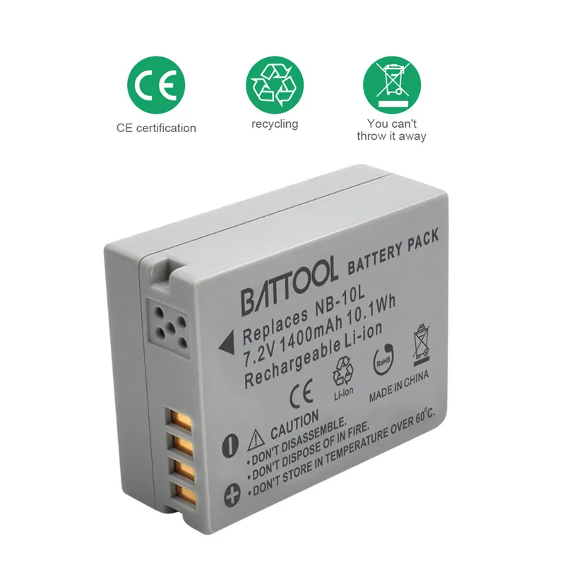 Bonadget 1.4Ah NB-10L NB10L NB 10L 7.2в Аккумулятор для Nb-10l Canon G1X G15 G16 SX40HS SX50HS SX60HS SX40 SX50 SX60 HS батарея