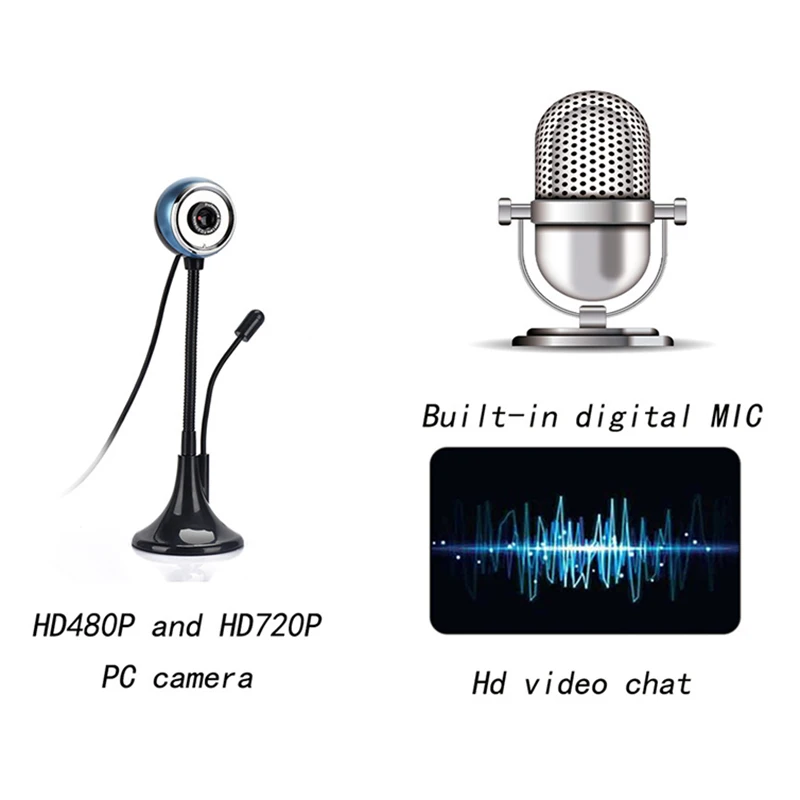 

HD 640*480P Webcam Computer PC Web Cameras With Microphone For Live Broadcast Video Calling Conference Work Teaching