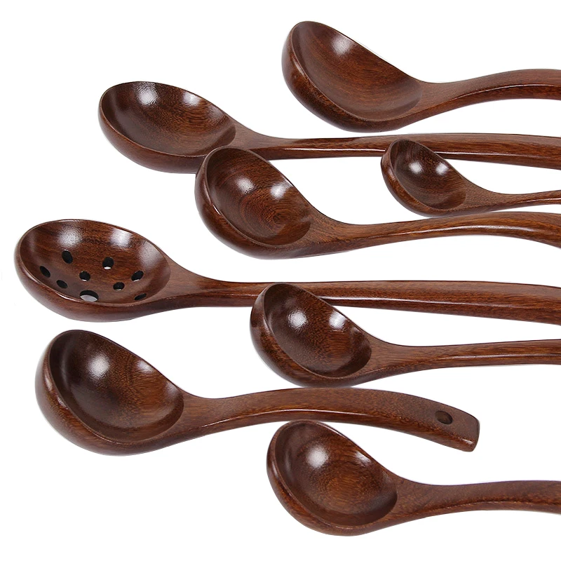 

Wenge Wood Raw Lacquer Surface Soup Spoon Skimmer For Cauldron Curved Long Handle Korean Spoons Ramen Hotpot Kitchen Tableware