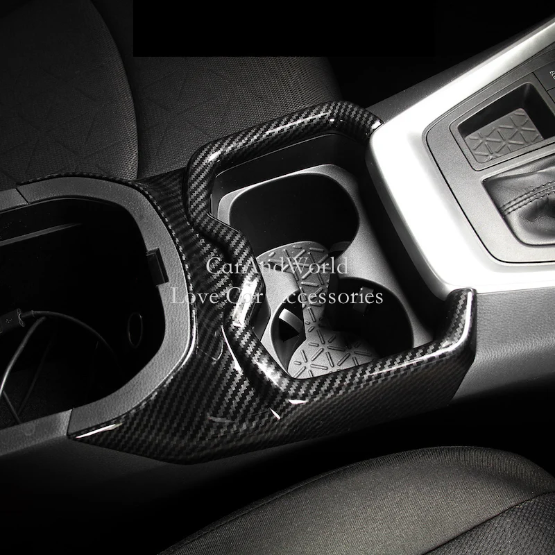 

Для Toyota RAV4 RAV 4 2019-2022 Передняя центральная консоль держатель водяного стакана крышка коробки передач рамка отделка углеродное волокно автом...