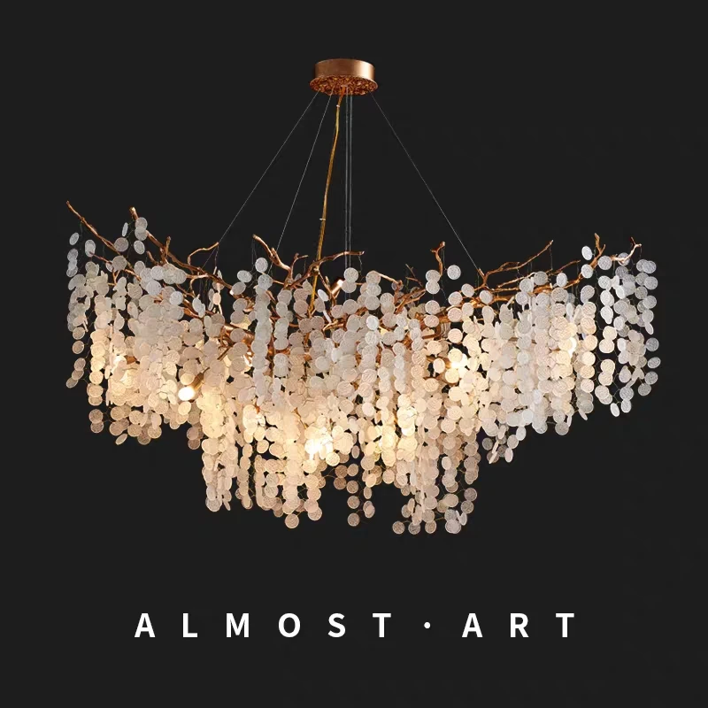 Современная Золотая люстра Artpad с абажуром в виде винограда роскошные