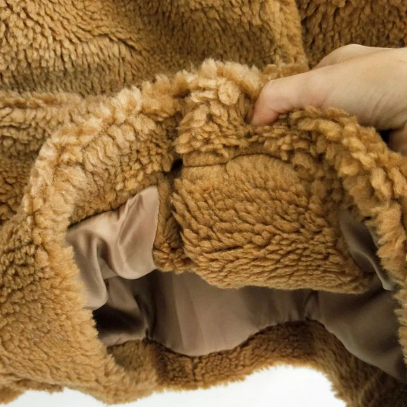 

Faux Fur Coat Women Brown Autumn Winter Fluffy Teddy Jacket Coat Plus Size Outerwear Turn Down Short Coat FemaleLong Sleeve