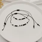 Регулируемый плетеный браслет Morse кодовый браслет, для женщин и мужчин, ручной работы, черный браслет-веревочка, ювелирные изделия для пар, подарок, 1 комплект