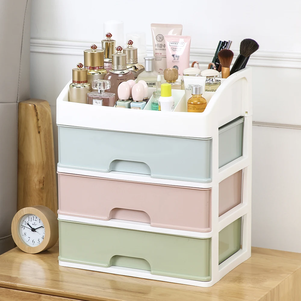 

Makeup Up Brush Organizer with Drawer Cosmetic Jewelry Storage Box Drawer Cotton Swabs Stick Storage case for Home Office
