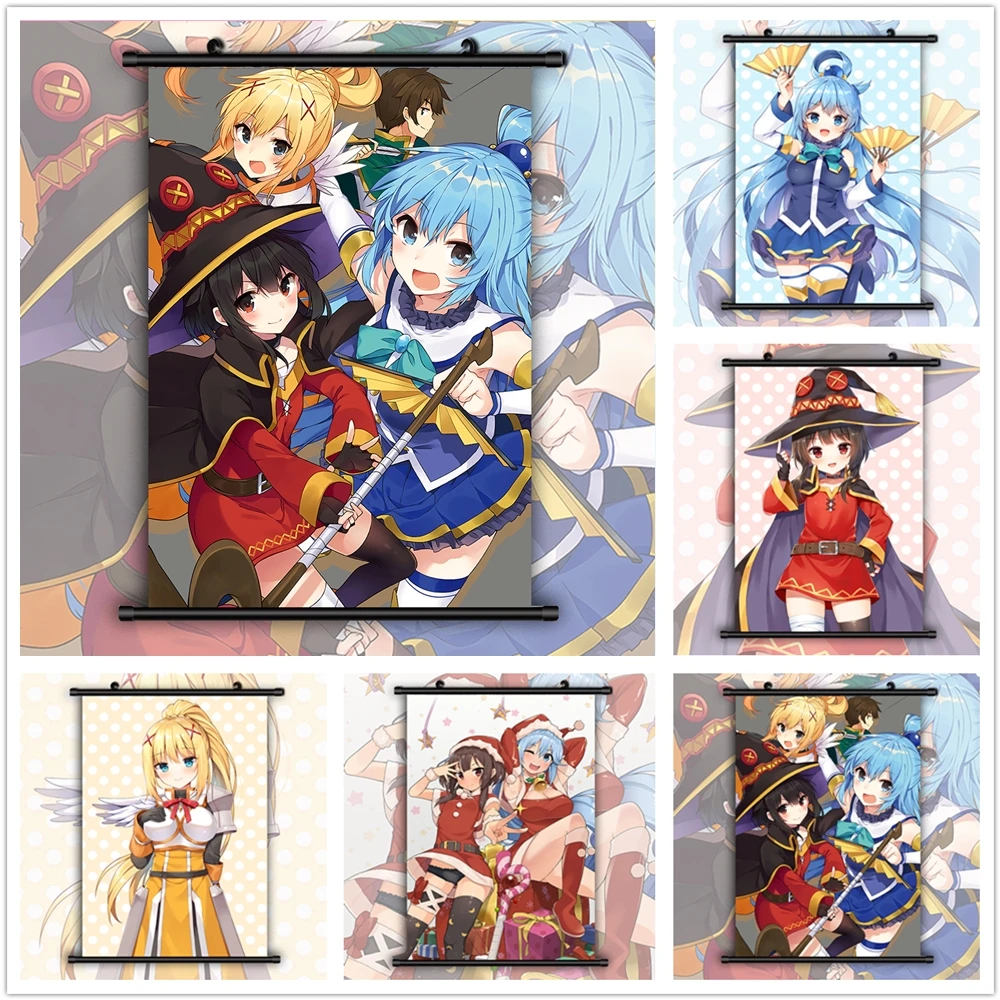 

Anime KonoSuba Aqua Darkness Megumin Manga Canvas Painting Decoration Picture Bedroom Home Decoration