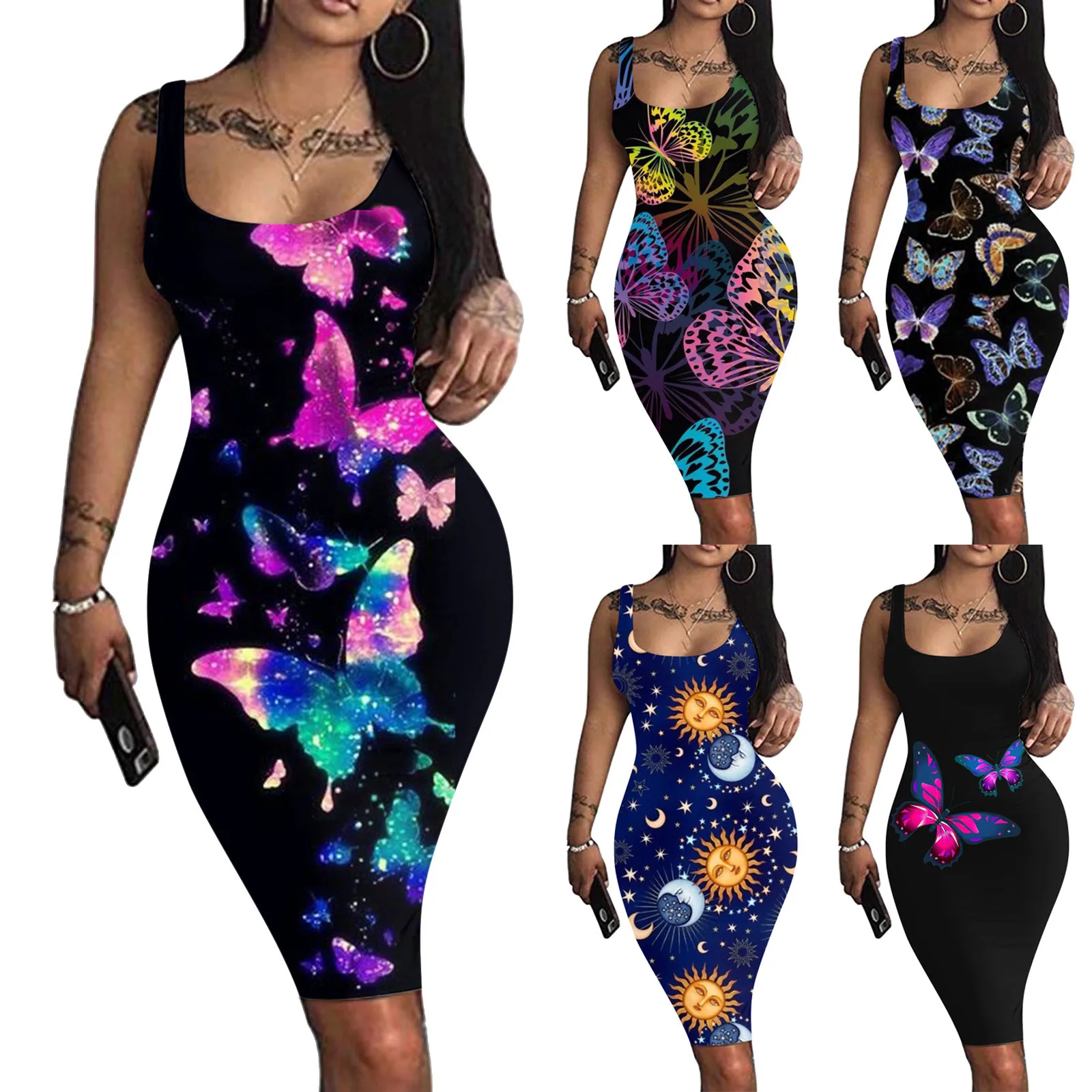 

Облегающая повседневная юбка без рукавов с принтом, модное женское платье с жилетом на бедрах, женское платье