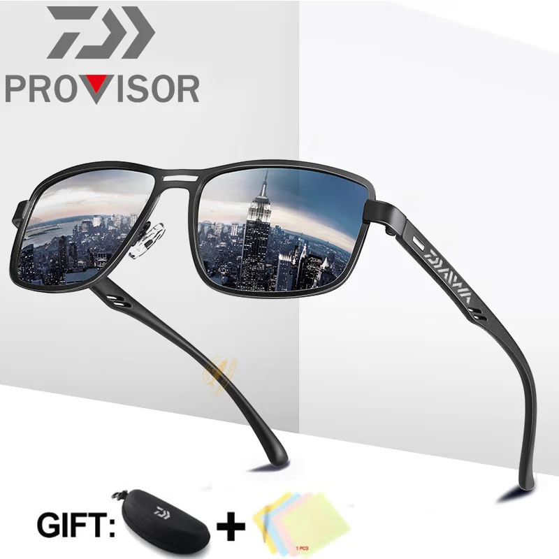 

New DAIWA Fishing Glasses Retro Square Frame Men's Fishing Sunglasses Outdoor Polarized Sunglasses Fishing Night Vision Goggles