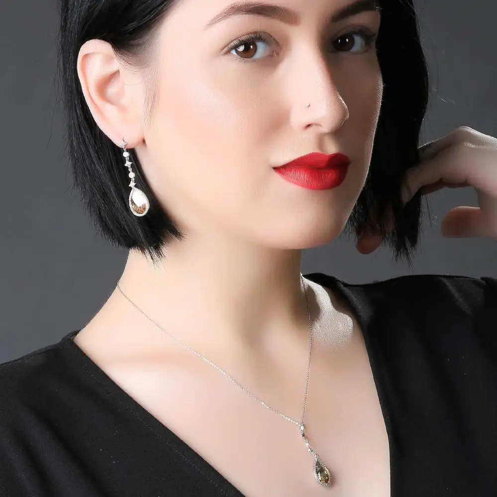 Комплект из серебра 925 пробы с подвеской и серьгами | Украшения аксессуары