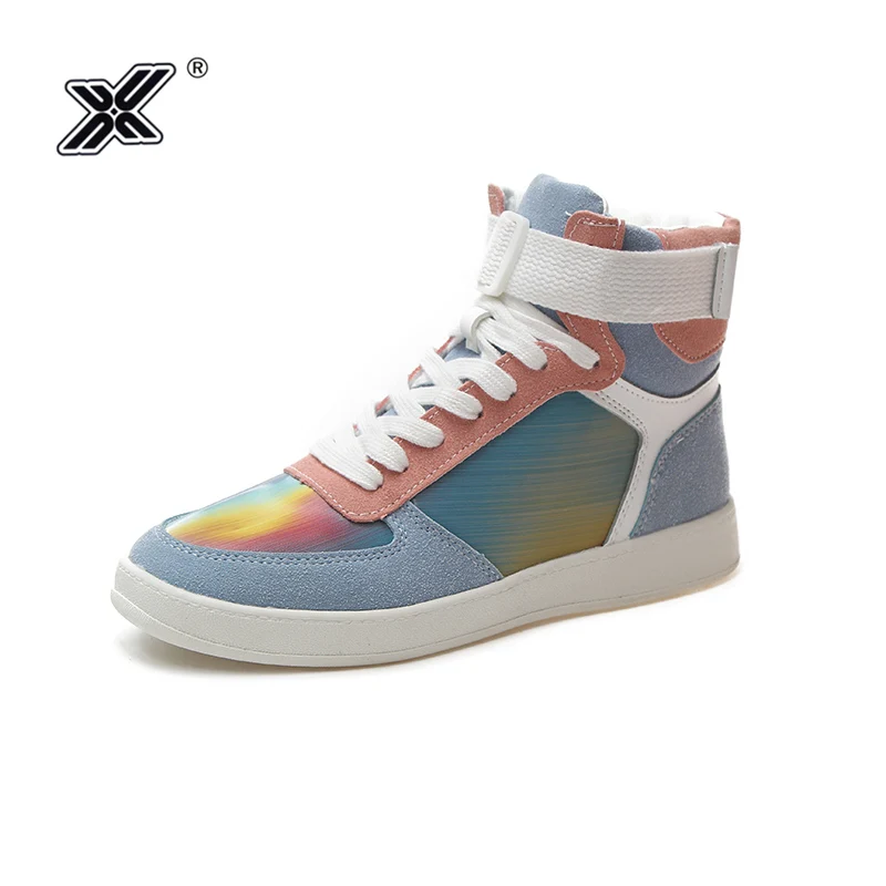 Новый дизайн модные радужные блестящие высокие женские кроссовки яркие удобные