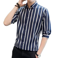 summer 2021 mens plaid striped shirts male high quality slim fit business casual shirt youthful button down shirt plus size 5xl
