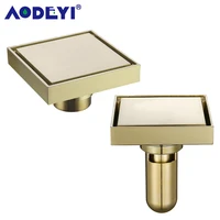 brass floor drains shower floor brushed gold drain bathroom deodorant square waste drain strainer cover grate 100x100