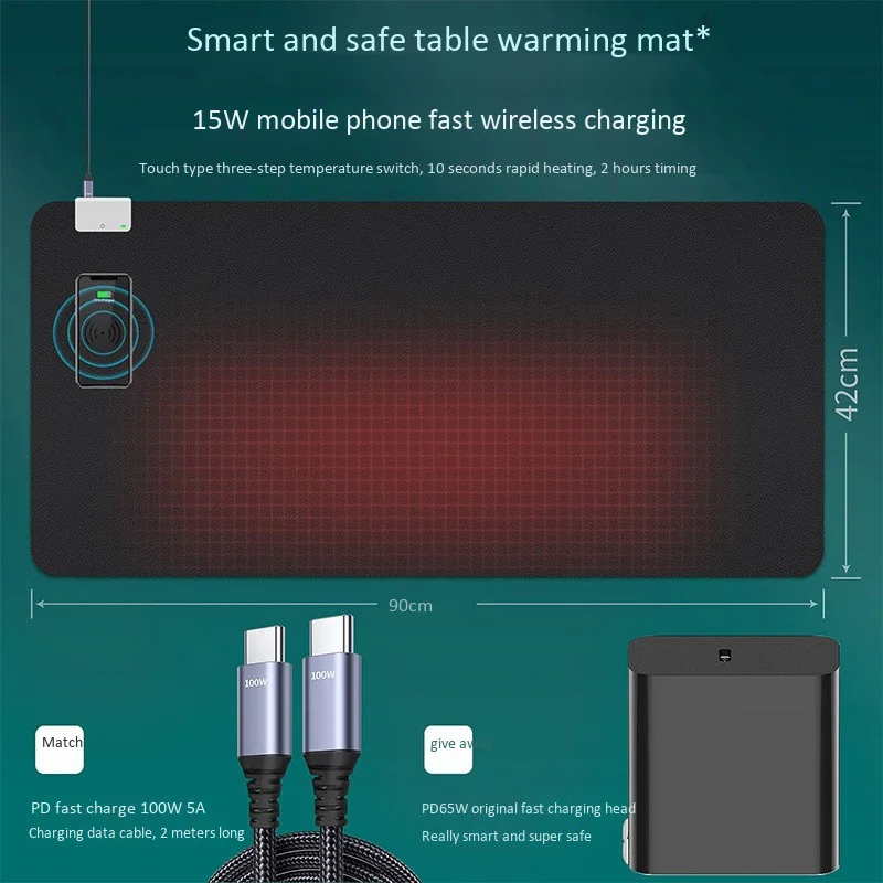 

Wireless Charging Mouse Pad 15W Gaming Mouse Mat for iPhone 12 Plus Max Galaxy S10 Plus S10E 900X420mm US Plug