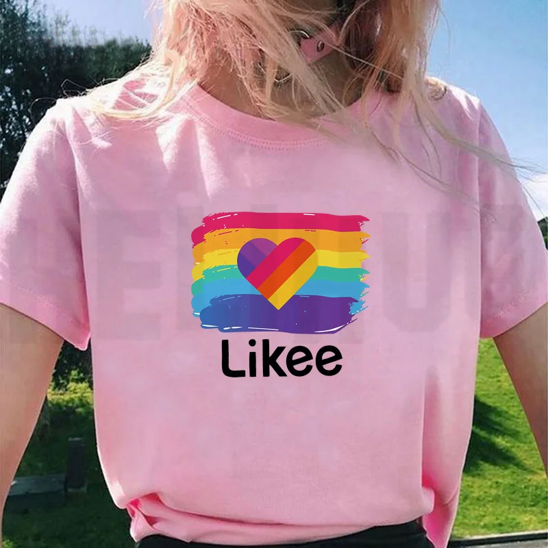 Likee футболка в русском стиле розовые футболки детская одежда LIKEE 1 уличная с