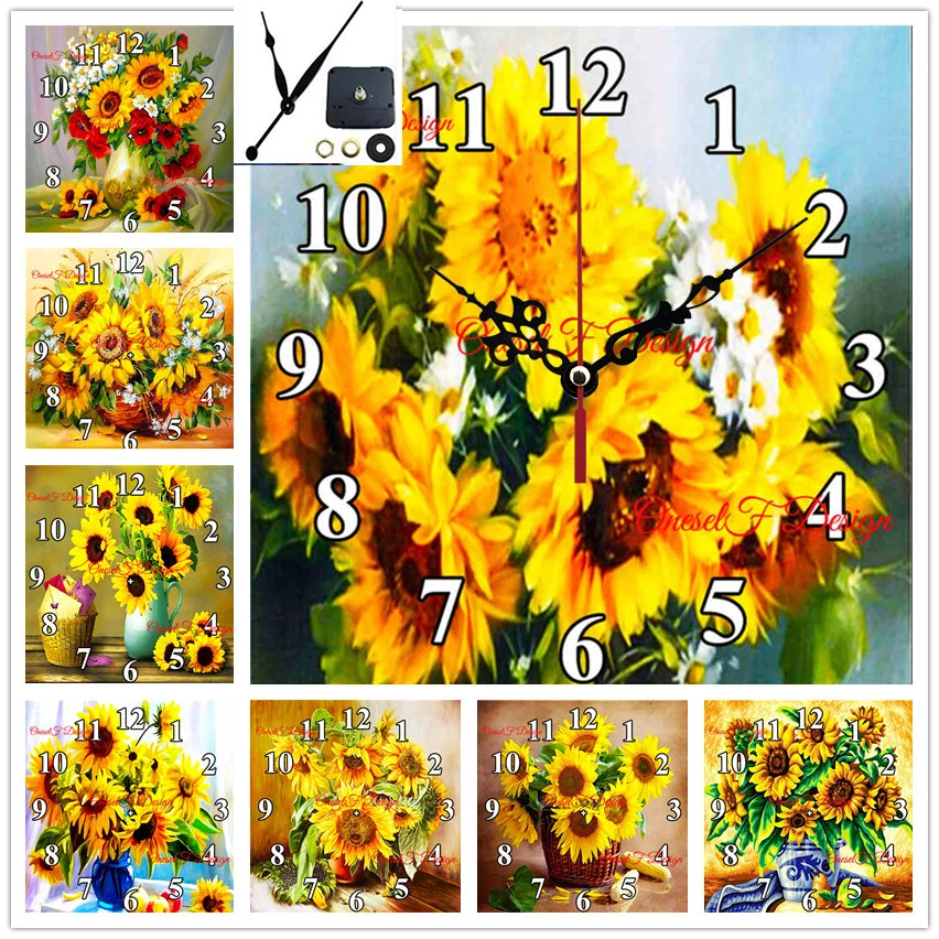 

5d diamond painting with clock flower diamond mosaic sale clock diamond embroidery set clock rhinestone pictures wall sticker
