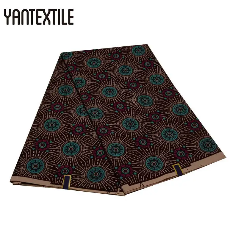 YANTEXTILE 6 ярдов Новая африканская печатная восковая ткань Tissu Africain настоящая восковая африканская ткань Анкара полиэстер нигерийская восковая ткань - Цвет: 19080027