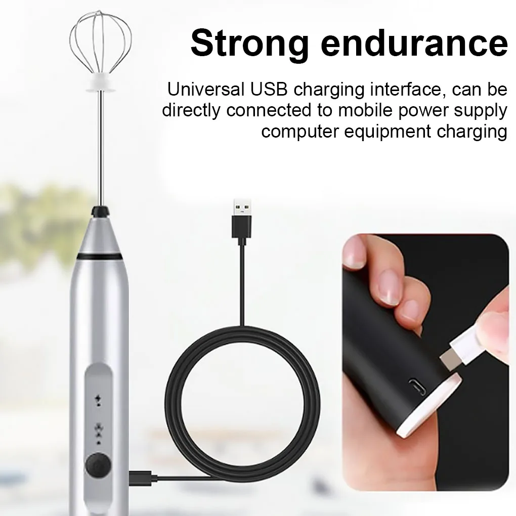 

New 3-Speeds Egg Beater Coffee Milk Drink Whisk Mixer Eggbeater Frother Stirrer USB Rechargeable Handheld Food Blender Whisk