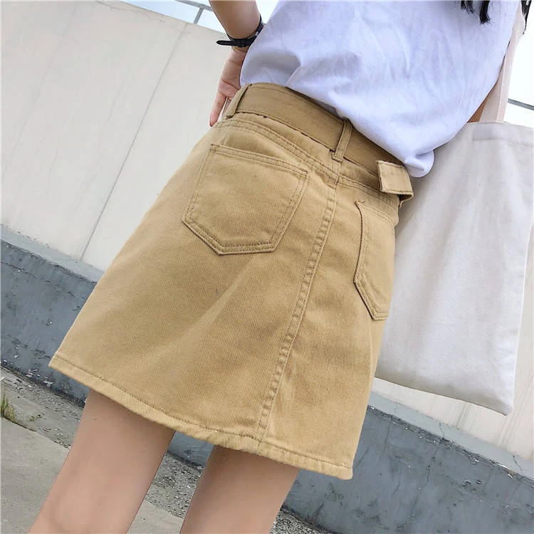 Летняя женская юбка ярких цветов Повседневная джинсовая Harajuku Женская Корейская