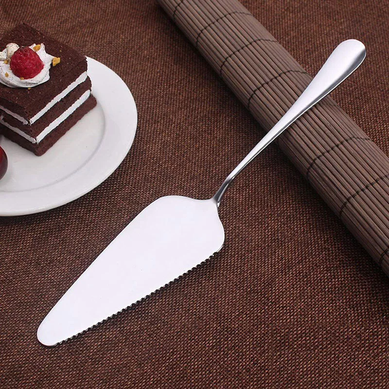 YUJIE Stainless Steel Toothed Cheese Cake Cutter Pizza Handle Spatula Slotted Pie Server Cutting Shovel For Accessories |