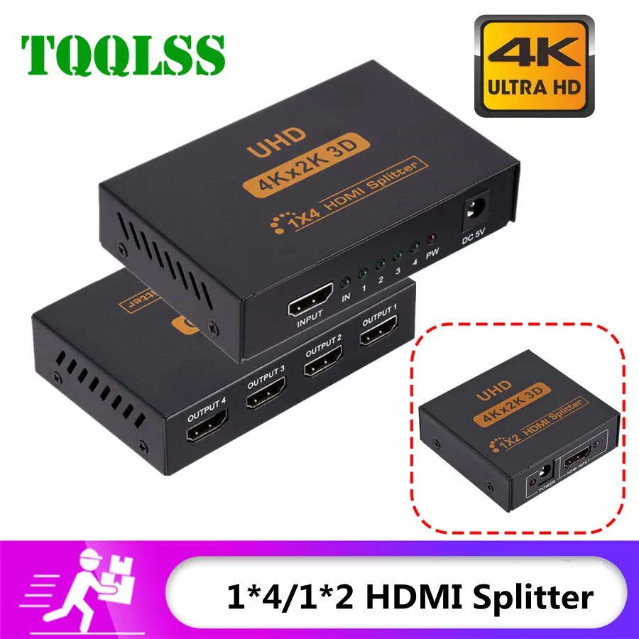 Сплиттер TQQLSS 4K 1X4 HDMI-совместимый Full HD 1080p видео переключатель 1x2 двойной дисплей