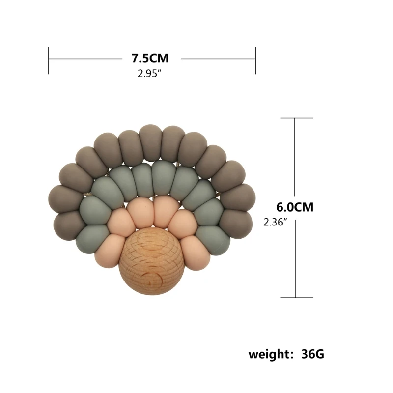 

Baby Teether Wood Rring Rattle Food Grade Silicone Teether Baby Products DIY Crafts Teething Toys