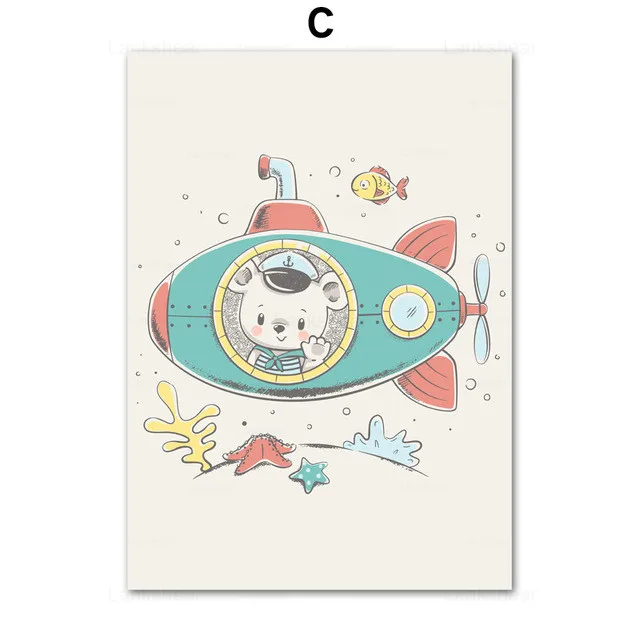 Настенная картина в виде медведя самолета подводной лодки ракеты постеры и