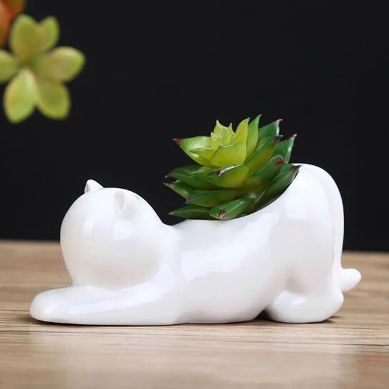 Fleshy Ceramic Flower Pot Lazy Cat Plant Flowerpot Crafts and Arts Office Desktop Ornaments Home Garden Decoration | Дом и сад