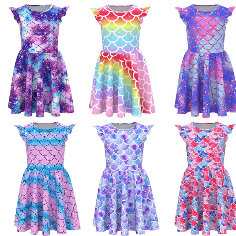 

Детский костюм Русалочки Ариэль, комплект для косплея, с 3D-принтом, вечерняя летняя вечерние для маленьких девочек