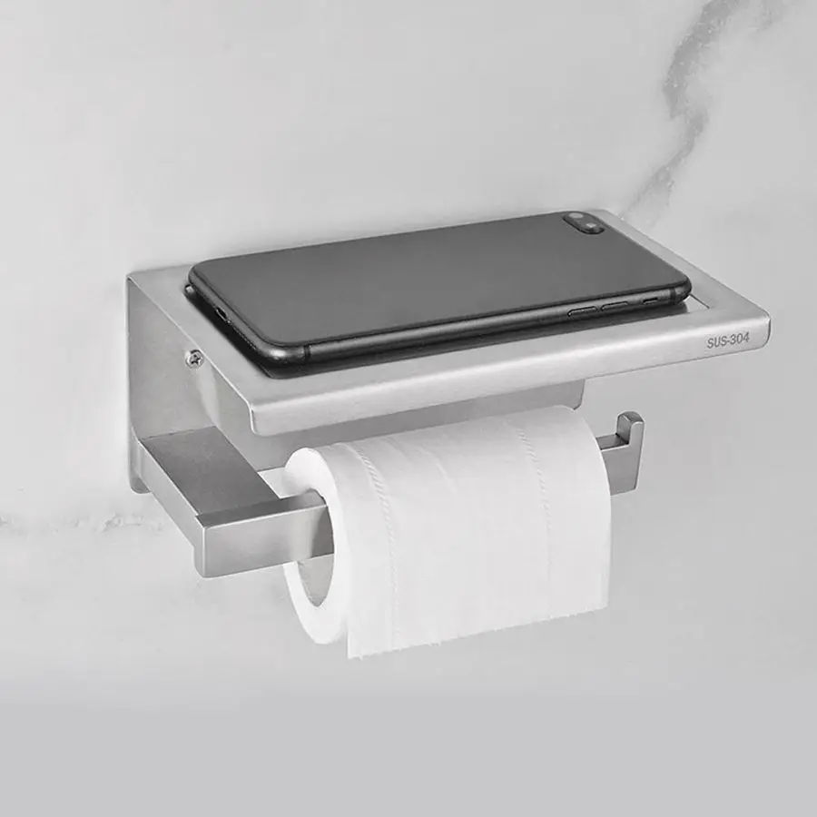 

Новинка 2021, держатель для бумаги из нержавеющей стали, стойка для хранения туалетной бумаги, держатель для бумаги с полкой для телефона, под...