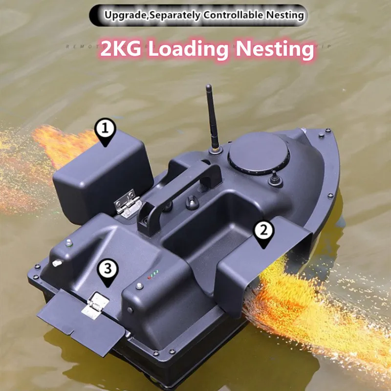GPS 3 Hoppers 500M 16PCS Point Located RC приманка лодка 2KG нагрузка автоматический возврат подачи