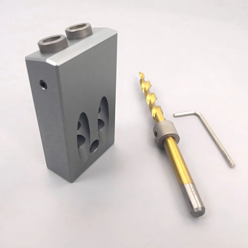 

Pocket Aluminium Alloy Porous Oblique Hole Jig Kit for Wood Working Punch Locator with 9.5mm Puncher Woodworking DIY Tool Set