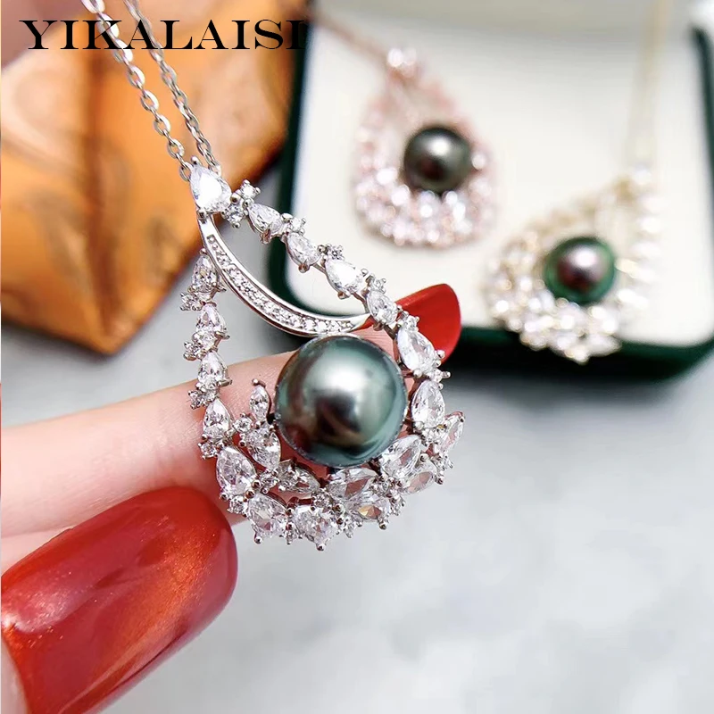 

YIKALAISI 925 Sterling Silver Pendants Jewelry For Women 10-11mm Oblate Natural Freshwater Pearl beautiful Pendants Necklaces