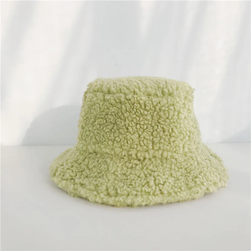 Green Зимние шапки из искусственного меха для женщин и девушек, модная однотонная утолщенная мягкая теплая шапка для рыбалки, уличная Женская плюшевая шапка - Цвет: Green