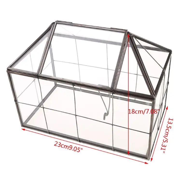 New Glass Terrarium Jewelry Box Clear Glass Box Geometrical Box ,House Shape Close Glass Geometric Terrarium Tabletop Succulent images - 6