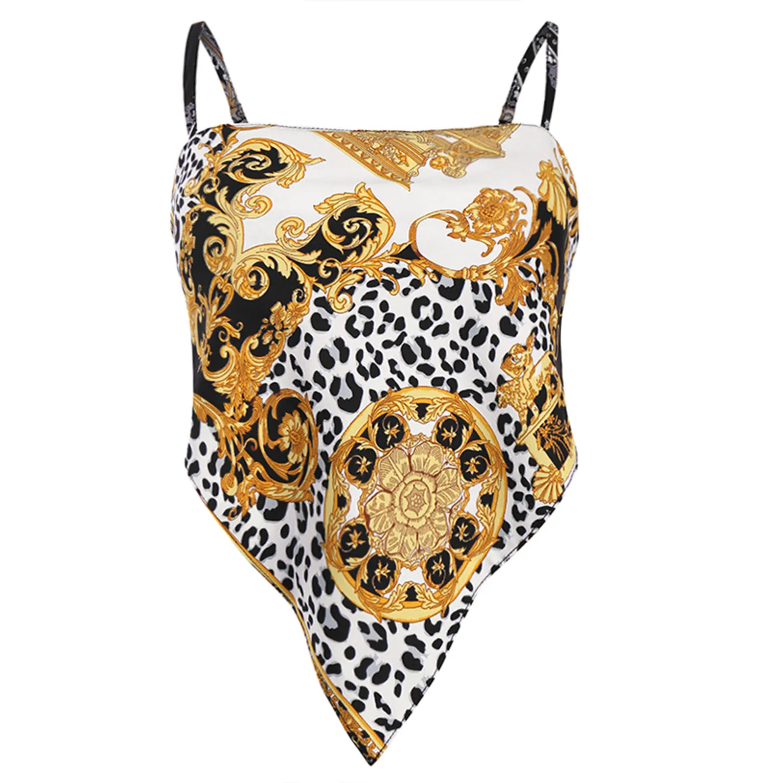 

Женский пикантный бандажный топ с открытой спиной, винтажный топ с абстрактным принтом и открытыми пупками, 2021