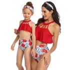 Комплект для семьи из двух предметов, купальный костюм для мамы и дочки, купальный костюм для мамы и детское бикини, пляжная одежда для мамы и дочки