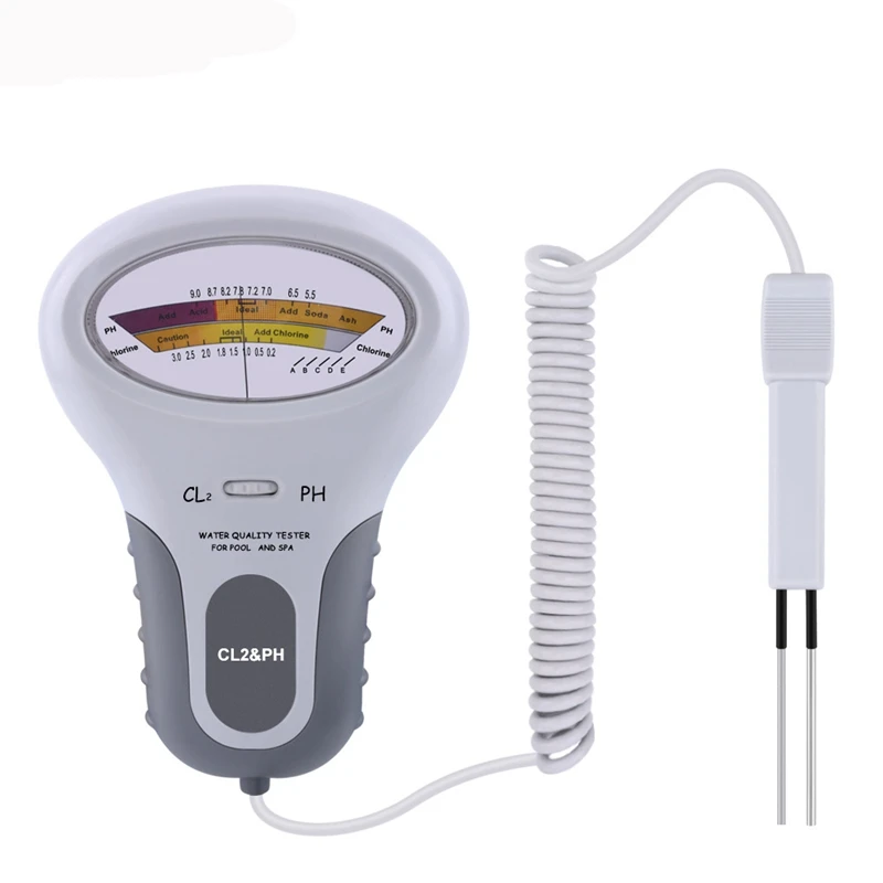 

2-In-1 CL2 & PH Meter Swimming Pool Tester, CL2 Level Meter Test Spa Water Quality Analysis Monitoring Monitor Analyzer