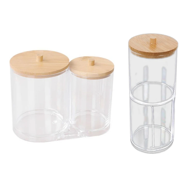 

2 in 1 Make-up Baumwolle Pads Tupfer Lagerung Bin Kosmetik Organizer Box mit Bambus Abdeckung Travel Accessory