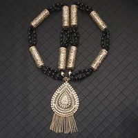 ethinic long chain necklace for women algeria beads necklace pendant for caftan dress luxury bridal long necklace