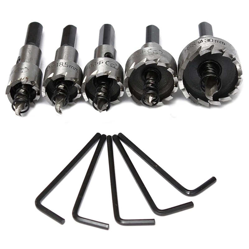 

Hot High Quality 5PCs HSS Drill Bit Hole Saw Set Stainless Steel 16-30mm