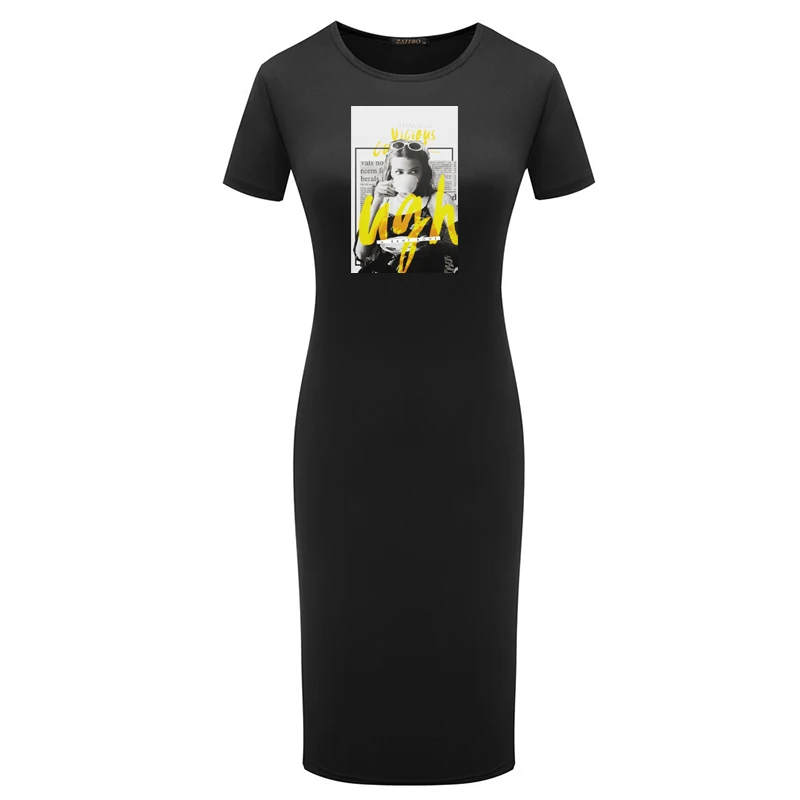

Ladies Bodycon Dress Summer O Neck Fashion Girls Print Mini Fitted Casual Short Sleeve Party Pencil Dresses Femme Robe