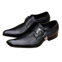 ntparker new hot genuine leather men dress oxfords shoes square toe slip on black men leather business party shoes eu38 46