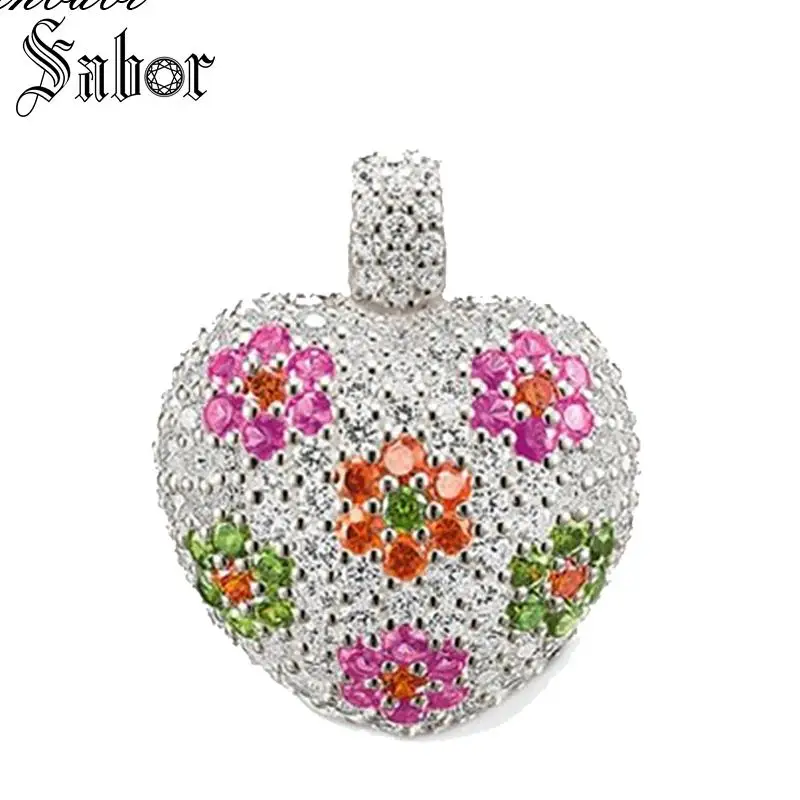 Подвески с цветком сердцем цирконием серебряный цвет для женщин романтический